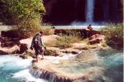 [Dad at bottom of waterfall in Havasupai canyon]